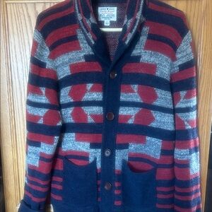 Lucky Brand Men's Red and Navy Cardigan